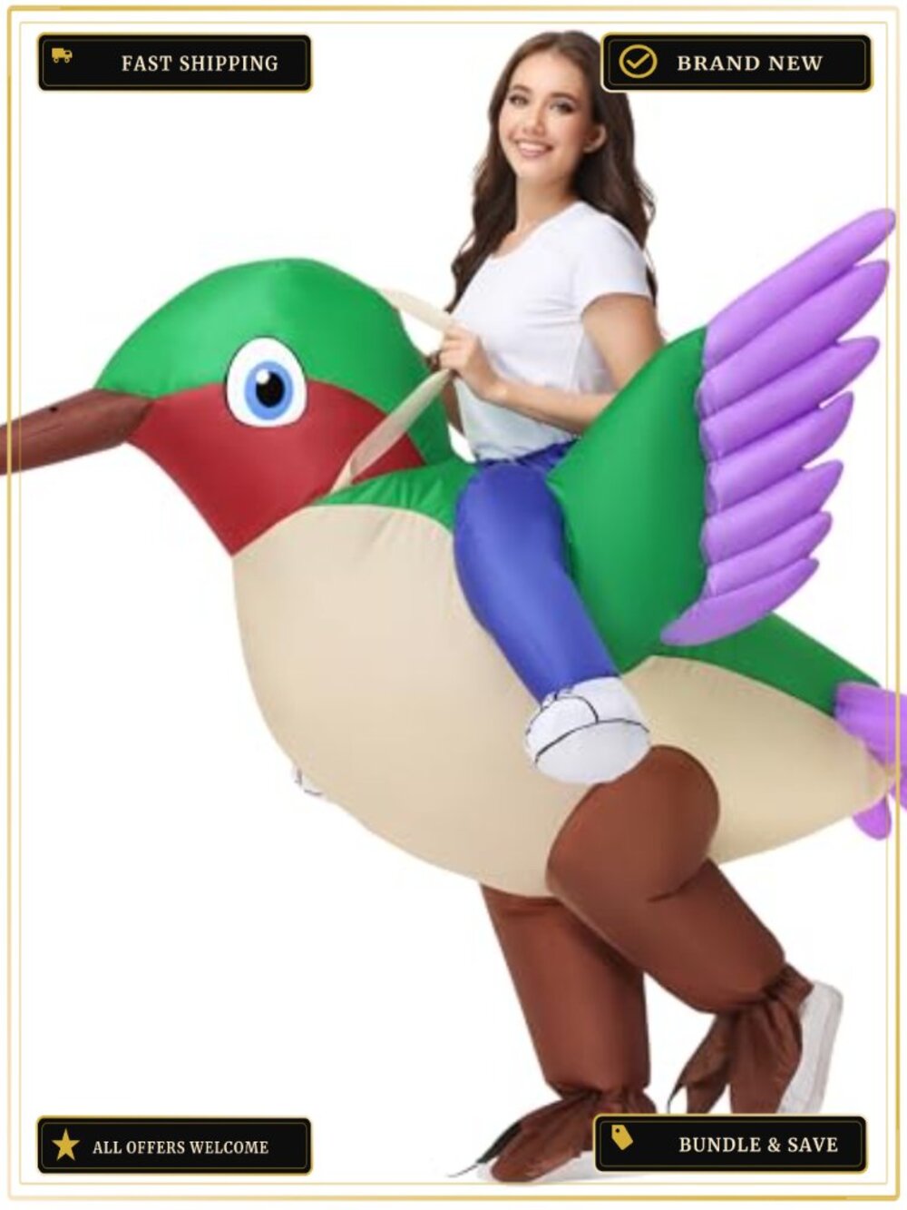 Inflatable Hummingbird Costume Adult Blow Up Bird Suit Cosplay Party